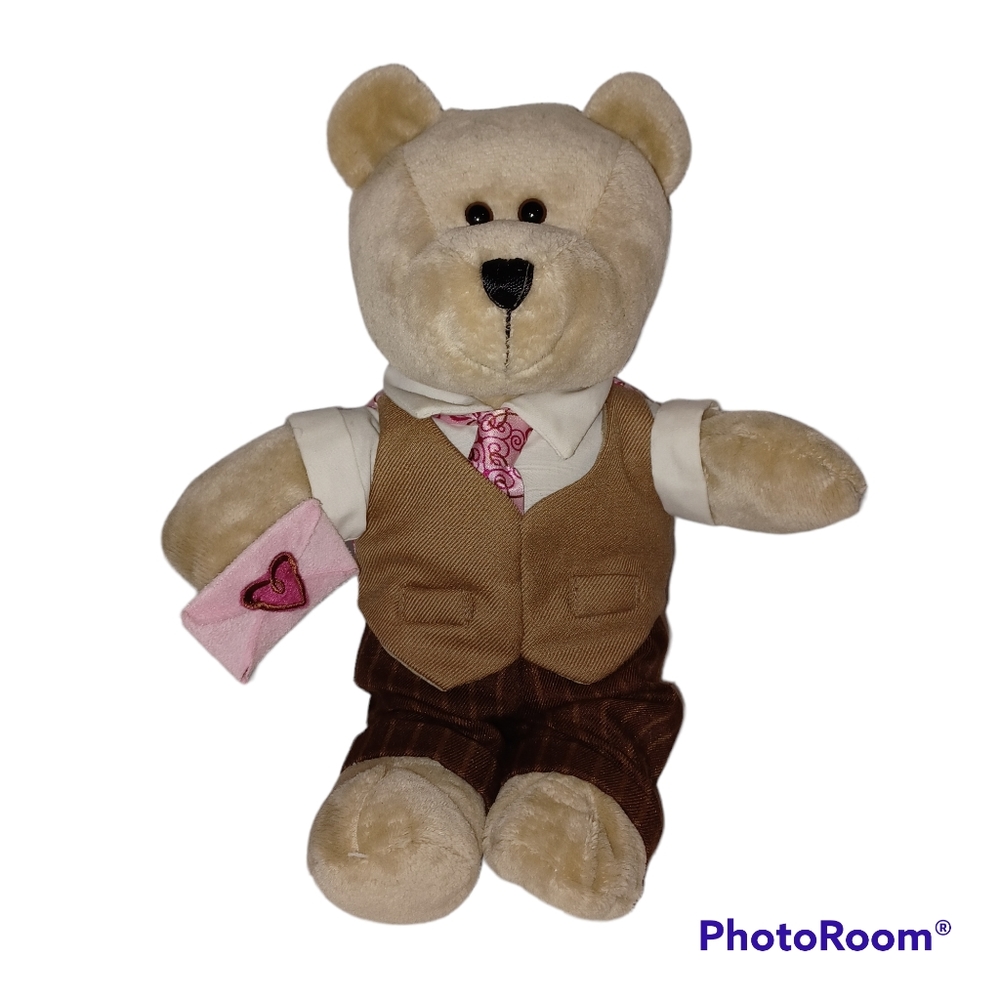 Starbucks Valentine Barista Bear 10" Plush Stuffed Toy 2007 Pink Hearts 58th Ed